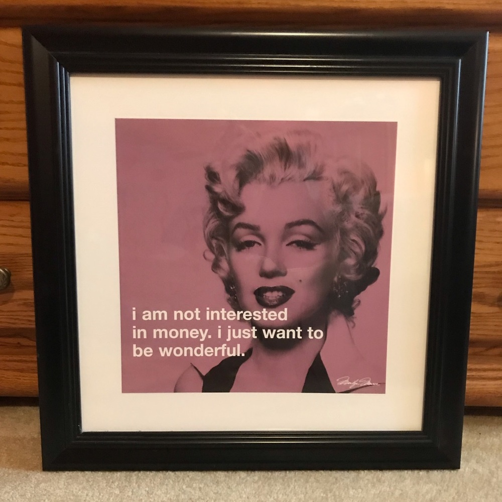 Marilyn Monroe black Framed Pink Wall Art Decor